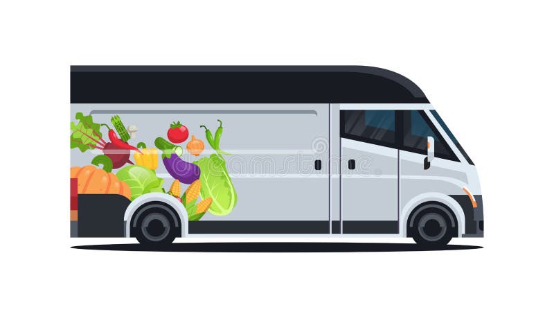 有机蔬菜天然素菜农场送食服务车向量例证 插画包括有传送 水平 卧室 商业 发运 登广告者做广告
