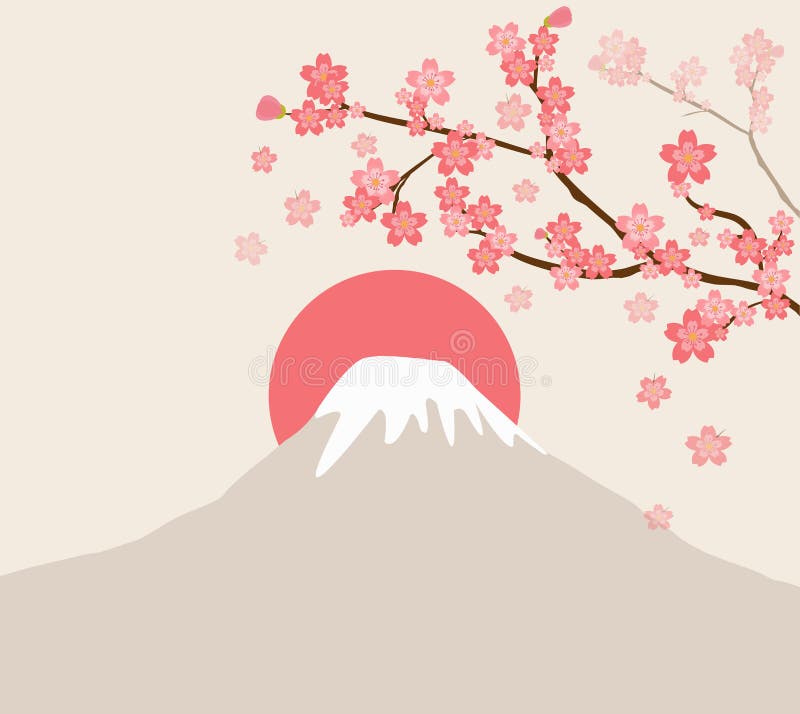 樱花和富士山向量例证 插画包括有 樱花和富士山向量例证 插画包括有
