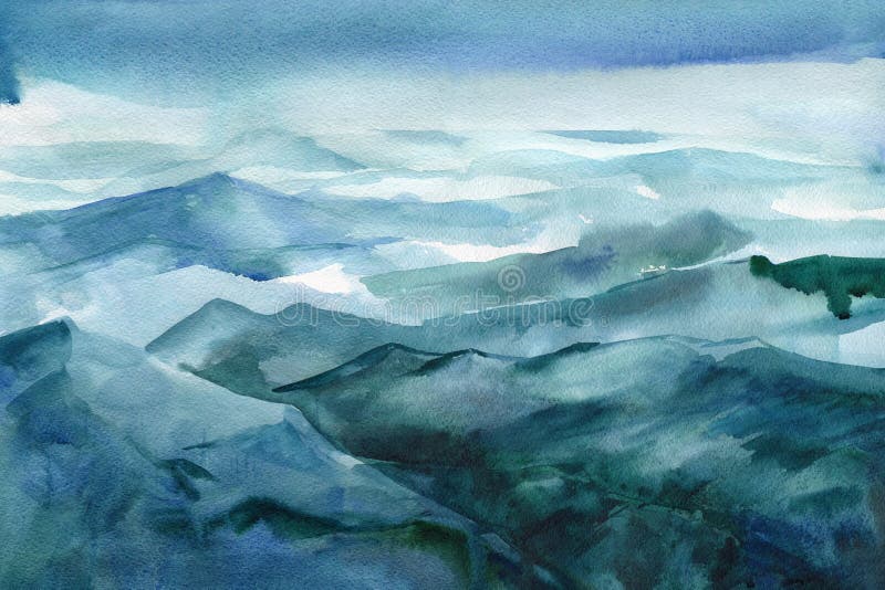 山 手拉的性质的风景优美的水彩画插图绘画的背景库存图片 图片包括有冷杉 设计 图画 草图