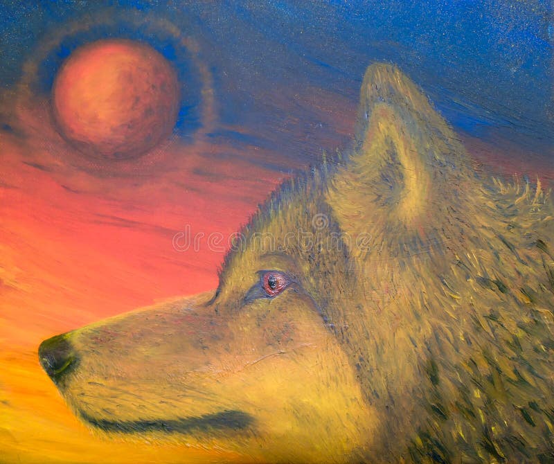 满月亮照亮的狼油画库存例证 插画包括有幻想 特写镜头 充分 神仙 红色 肉食 背包 满月亮照亮的狼油画库存例证 插画包括有幻想 特写镜头 充分 神仙 红色 肉食 背包