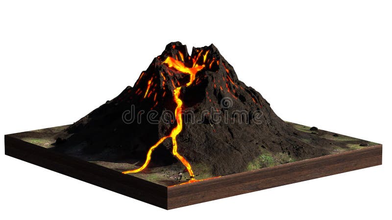 火山喷发 熔岩从火山中流下 在白色背景下 3d科学呈现库存图片 图片包括有火山 火山口 火山喷发 熔岩从火山中流下 在白色背景下 3d科学呈现库存图片 图片包括有火山 火山口