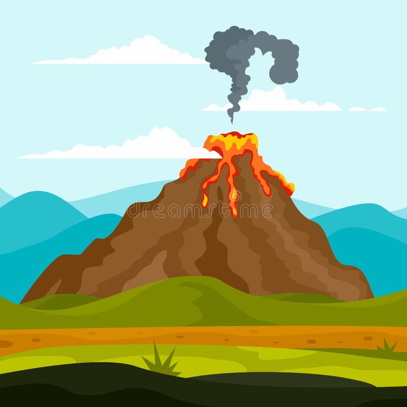 火山背景 平的样式的爆发库存例证 插画包括有作用 动画片 图象 故障 本质 岩浆 地震 火山背景 平的样式的爆发库存例证 插画包括有作用 动画片 图象 故障 本质 岩浆 地震