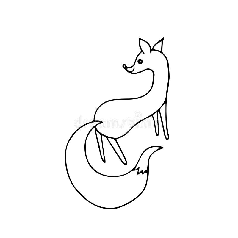 狐狸卡通手绘墨画素描单色可爱动物夹艺术设计元件向量例证 插画包括有狐狸 向量 股票 逗人喜爱