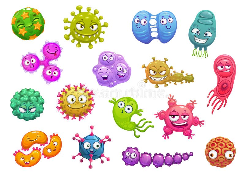 病毒 细菌 细菌 微生物卡通人物向量例证 插画包括有寄生生物 微观 微生物学 例证 表面 病毒 细菌 细菌 微生物卡通人物向量例证 插画包括有寄生生物 微观 微生物学 例证 表面