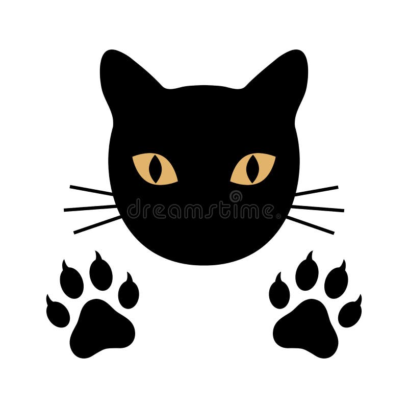 白色背景中带爪子的侧影黑猫头向量例证 插画包括有 白色背景中带爪子的侧影黑猫头向量例证 插画包括有