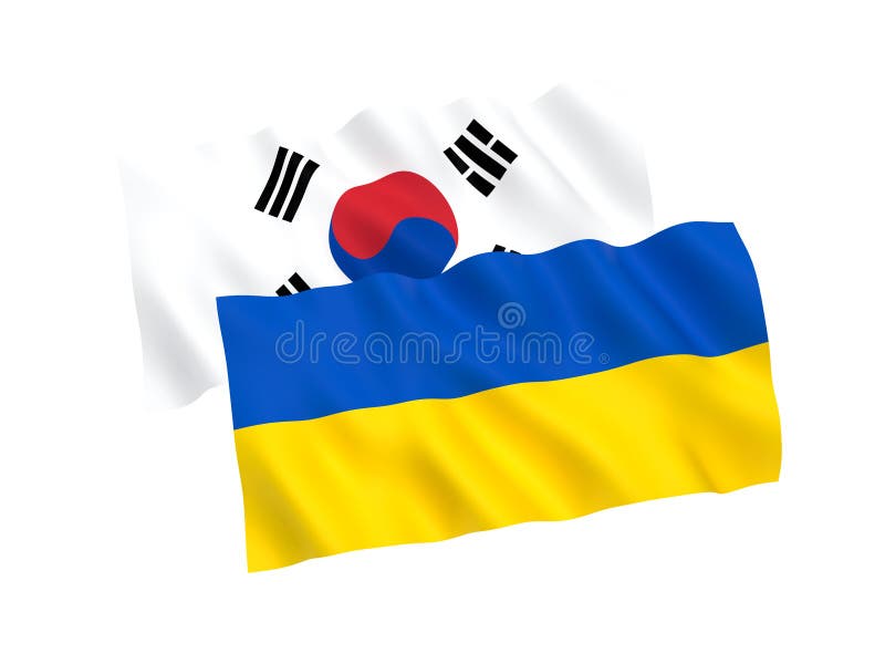 白色背景中的乌克兰和韩国国旗库存例证 插画包括有符号 国家 形状 例证 爱国心 对象