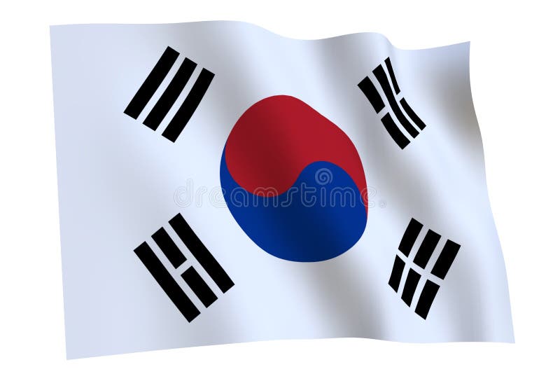白色背景中飘扬的韩国国旗库存例证 插画包括有政府 钞票 韩国 标准 查出 空白 挥动