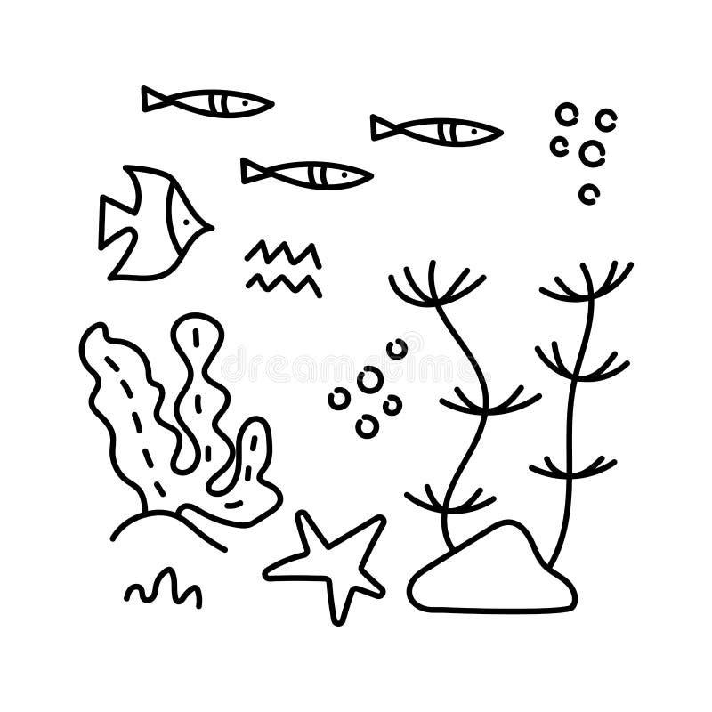 着色水下居民和藻类 涂色本鱼和植物海洋动植物的涂鸦库存例证 插画包括有现有量 子项 着色水下居民和藻类 涂色本鱼和植物海洋动植物的涂鸦库存例证 插画包括有现有量 子项