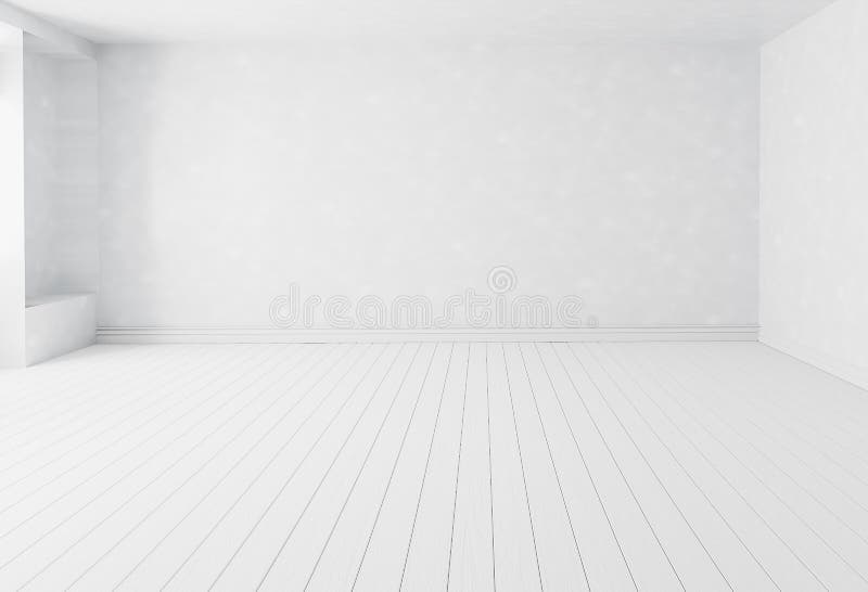 空白白色室内背景 空白墙角和当代复制空间展示产品的白色木地板库存例证 插画包括有布琼布拉 建筑