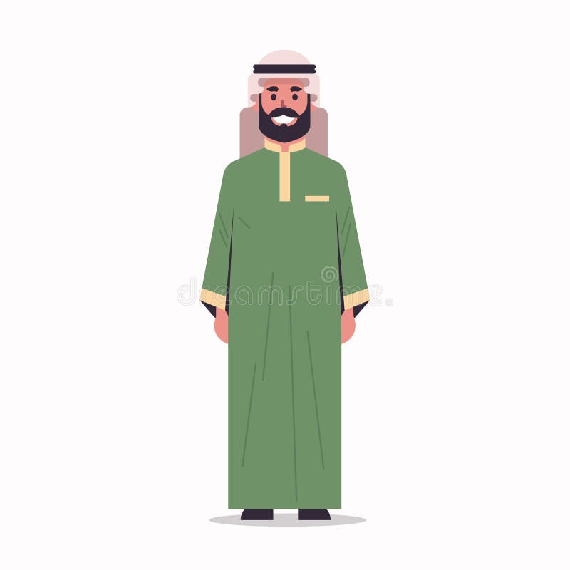 穿着传统服装的阿拉伯商人站着阿拉伯男卡通人物全身向量例证 插画包括有概念 设计 逗人喜爱 伊斯兰
