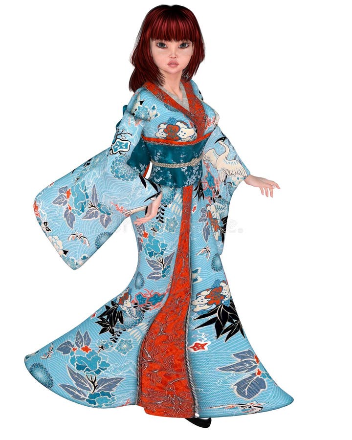 站姿的日本和服少女库存例证 插画包括有站姿的日本和服少女