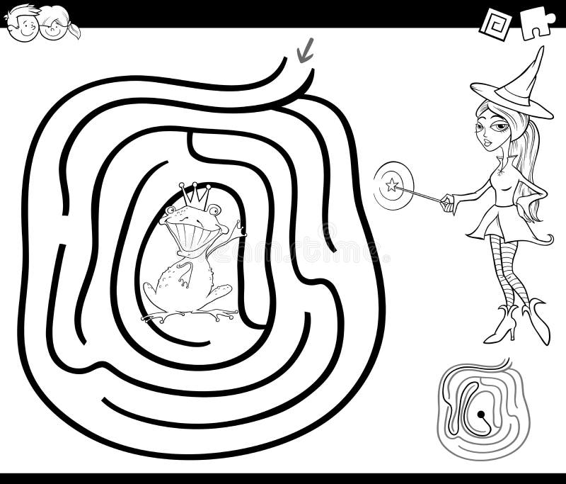 童话迷宫着色页向量例证 插画包括有