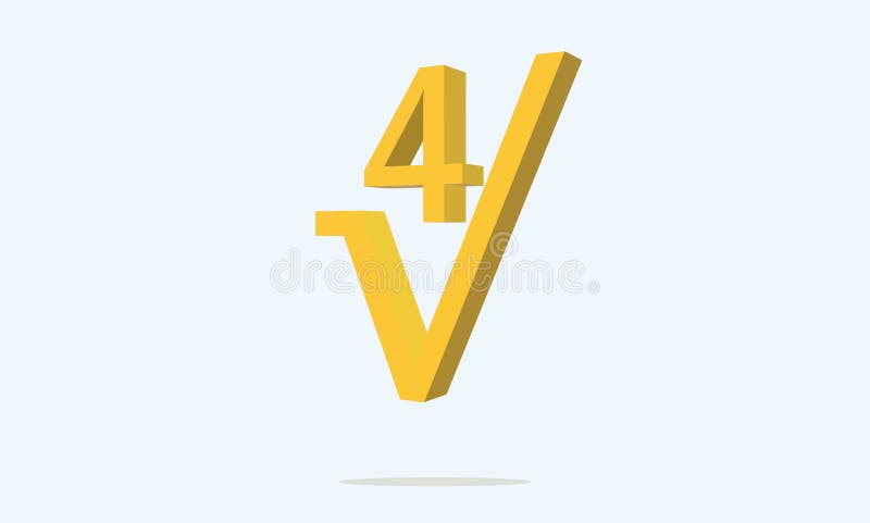 第四根号3d插图 软背景中的黄色字体 库存例证 插画包括有基数 现代 清音 图象 数学