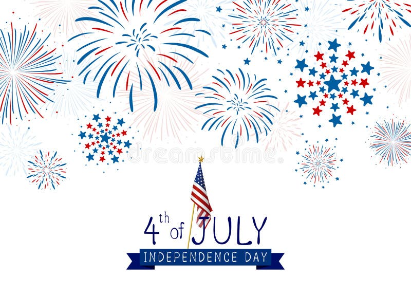 第4 7月美国烟花独立日设计在白色背景传染媒介例证的向量例证 插画包括有烟花 愉快 第四 爆竹