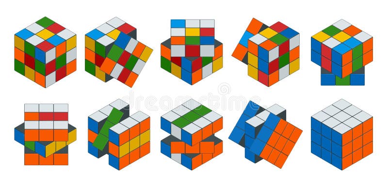 等量立方体玩具难题 3x3正方形在白色背景的rubiks立方体这个著名立方体难题是由发明的编辑类图片 插画包括有棚车 头脑的