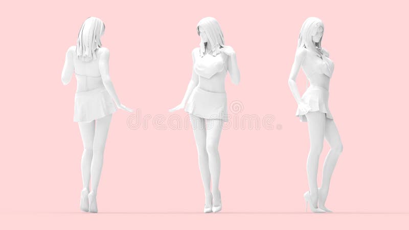 粉红色背景中性感美女的三维渲染库存例证 插画包括有礼服 例证 粉红色 有吸引力的 设计