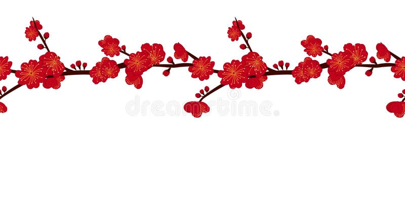 红梅梅花纹背景与边界亚洲花框边无缝图案向量例证 插画包括有图象 背包徒步旅行者 要素 聚会所