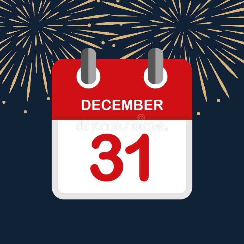 红色日历12月31日新年烟花背景向量例证 插画包括有编号 例证 符号 问候 烟花 日期