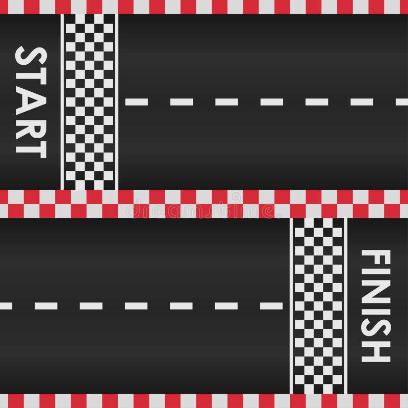 红色格子边框的赛道背景 起始线和终止线的赛道 顶视图向量例证 插画包括有背包 完成