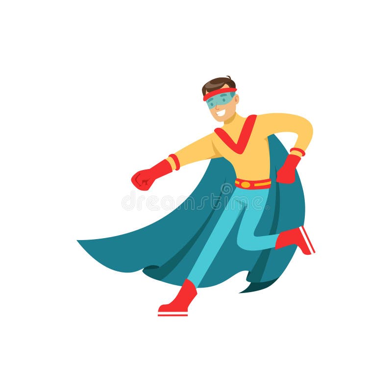 经典漫画服装的男性超级英雄有海角的向量例证 插画包括有男性 滑稽 战斗机 平面 男朋友