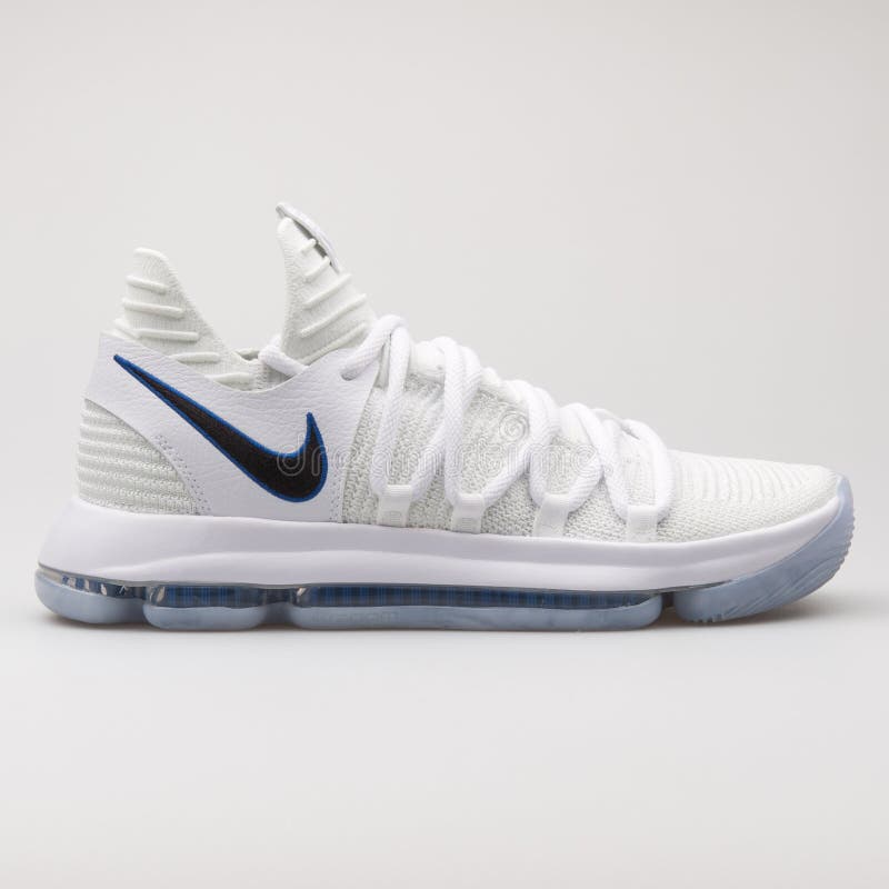 耐克zoom Kd10白色和皇家蓝色运动鞋编辑类库存照片 图片包括有健身 设备 精神 耐克