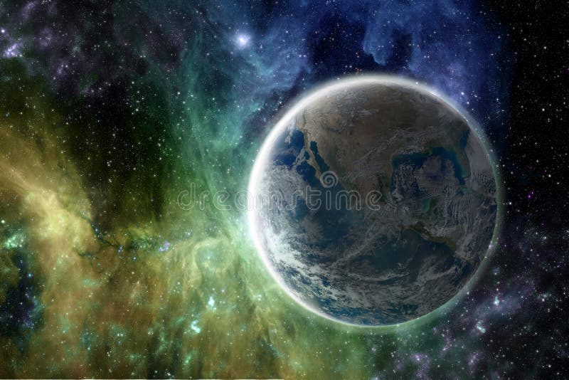 色彩缤纷的银河奇幻壁纸中的地球美国宇航局提供的这幅图像的元素库存例证 插画包括有照亮 轨道