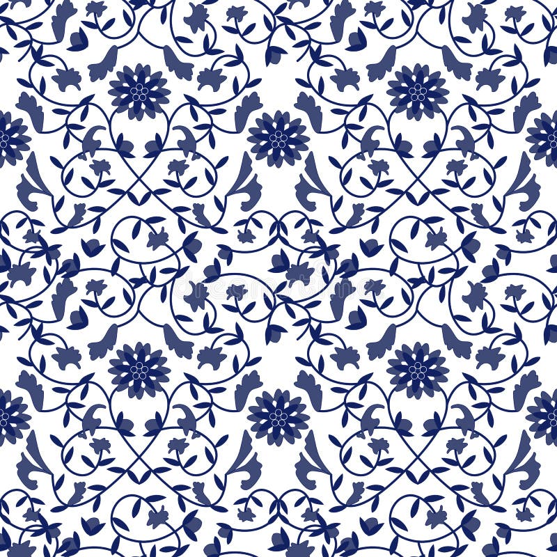 花图案蓝白陶瓷图案瓷器图案背景设计非常适合壁纸 礼品 纺织品向量例证 插画包括有装饰 靠山