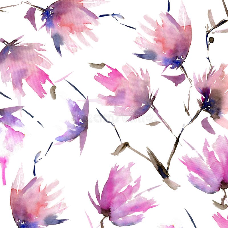 花树画 壁纸水彩画的细腻水彩图案库存例证 插画包括有草图 婚姻 邀请 工厂 模式 浪漫