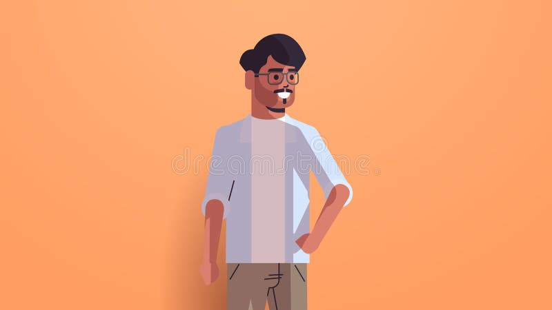蓄八字胡 蓄着t恤的印度男性社会概念微笑男性卡通人物肖像水平向量例证 插画包括有方式 东方