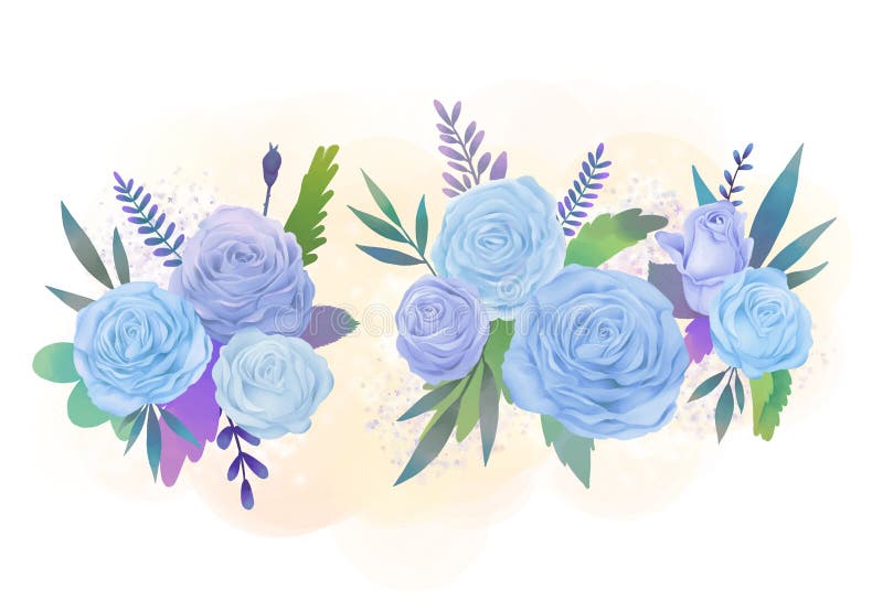蓝紫玫瑰花水色插图库存例证 插画包括有新闻 典雅 绘画 本质 花束 杠杆作用 例证