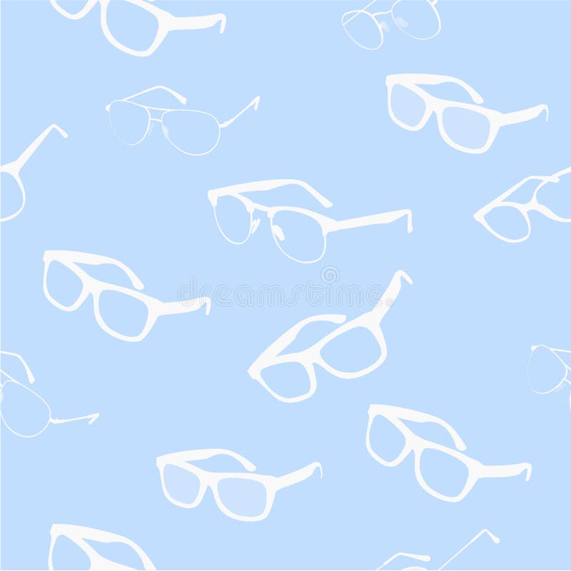 蓝色矢量无缝眼镜图案背景或壁纸向量例证 插画包括有穿戴 收集 纹理 无缝 模式 样式