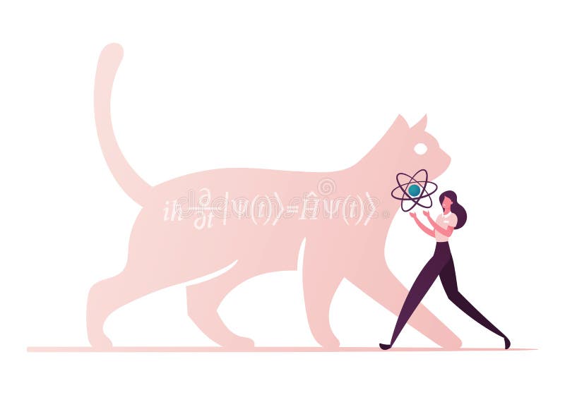 薛定谔方程的猫 物理公式 量子力学中薛定谔叠加实验向量例证 插画包括有敌意 人员 技工 实验 薛定谔方程的猫 物理公式 量子力学中薛定谔叠加实验向量例证 插画包括有敌意 人员 技工 实验