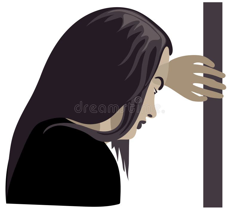 家庭暴力 女性恶习在前景的妇女痛打和拳头femicide 库存例证 插画包括有鞠躬的 女孩