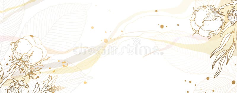 豪华的金色壁纸 白色背景上的金叶和棉花花 一幅亮闪闪的灯光向量例证 插画包括有盖子 明信片