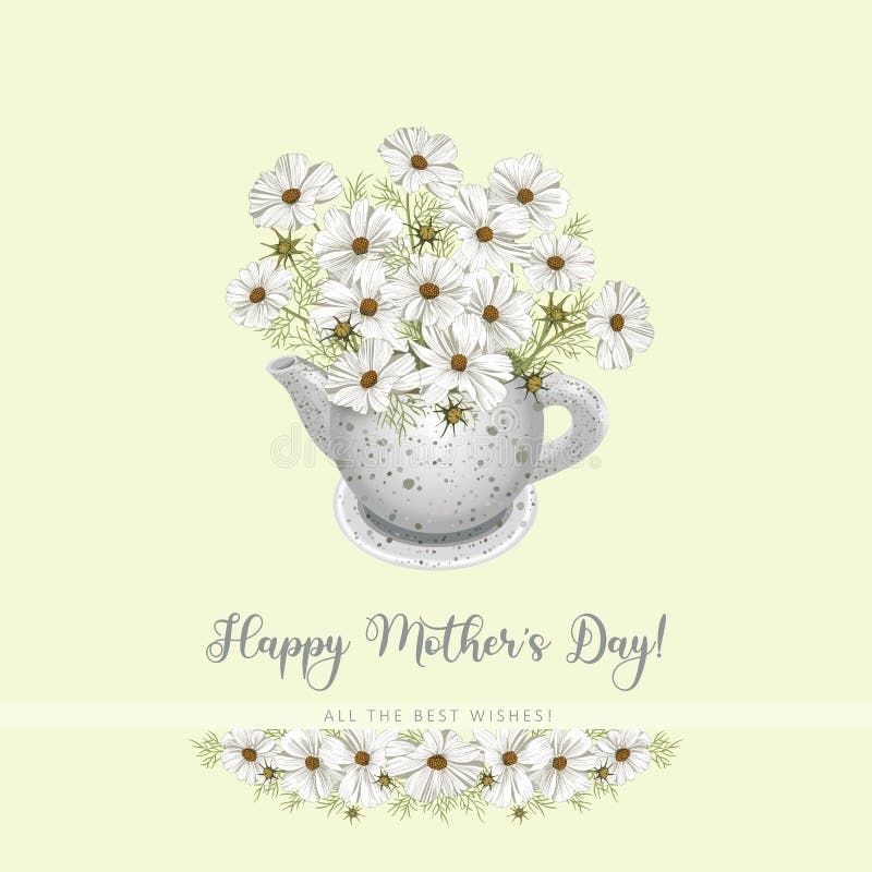 野花花茶壶向量例证 插画包括有生日 绽放 节假日 背包 行军 幸福 祝贺 艺术 现有量