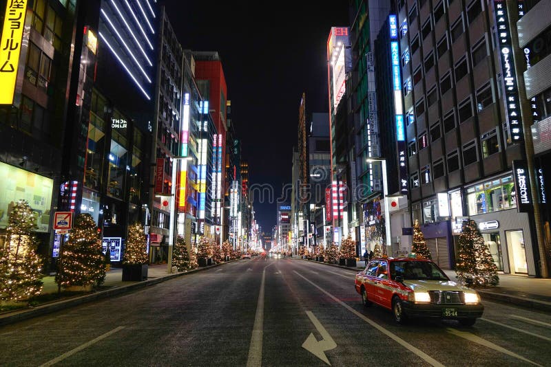 银座街道夜视图在东京 日本编辑类库存照片 图片包括有商业 日语 下来 城市 地区 目的地