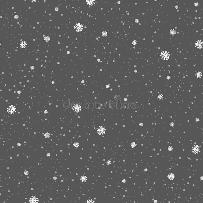 雪花无缝图案圣诞灰色背景降雪量重复背景冬雪片落平设计向量例证 插画包括有多雪 油漆