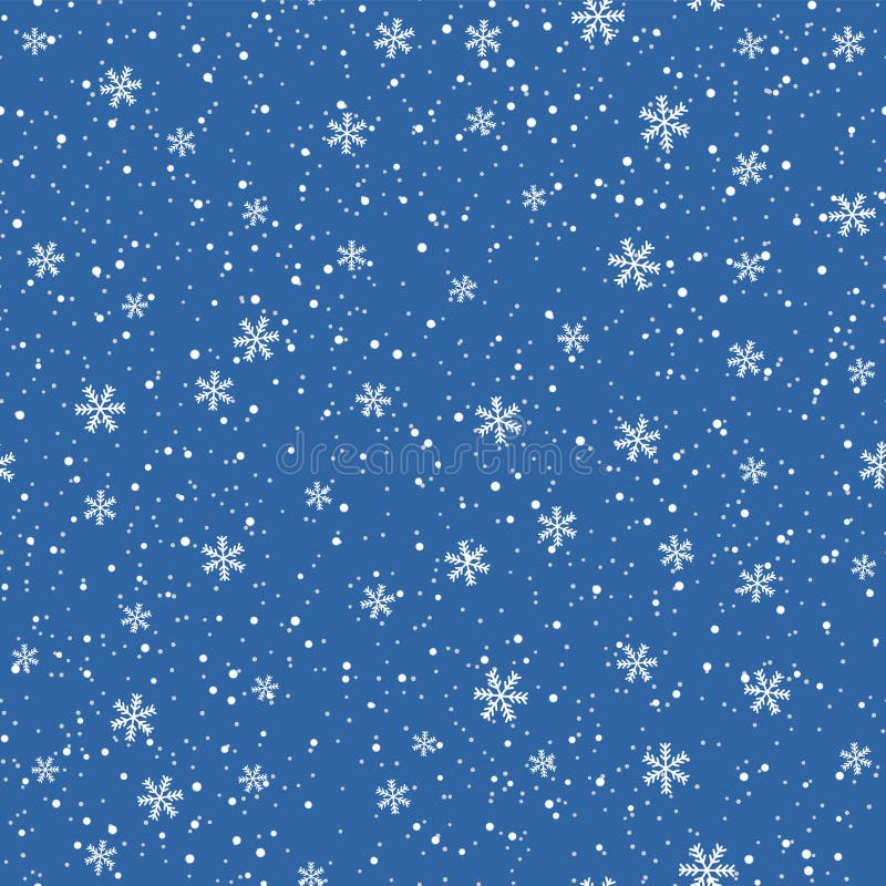 雪花无缝图案圣诞蓝色背景降雪量重复背景冬雪片落平设计向量例证 插画包括有天堂 短上衣