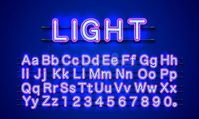 霓虹色蓝色字体英文字母和数字符号向量例证 插画包括有登广告者做广告 作用 要素 电力 烤肉 霓虹色蓝色字体英文字母和数字符号向量例证 插画包括有登广告者做广告 作用 要素 电力 烤肉