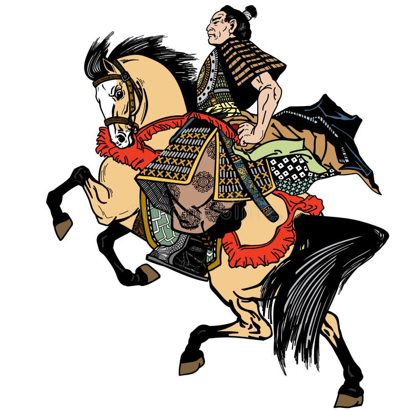 日本武士骑马向量例证 插画包括有枪炮 骑士 东部 文化 战斗机 历史记录 聚会所 例证