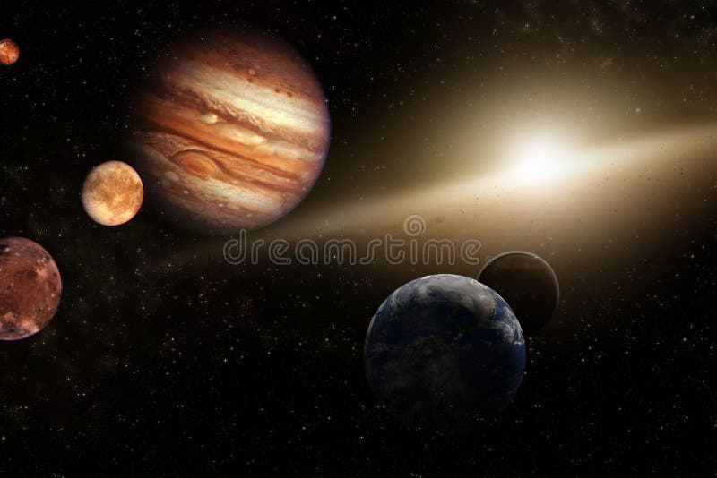 高品质的深空美 行星 恒星和星系与宇宙中的太阳系元素库存例证 插画包括有占星术 星座