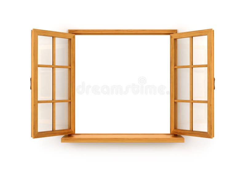 Öffnen Sie Hölzernes Fenster Stock Abbildung