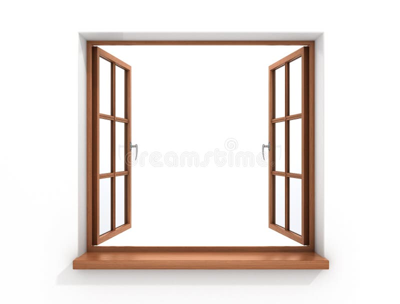 Öffnen Sie Hölzernes Fenster Stock Abbildung