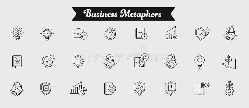 Business Metaphors vector icons. Modern Company Values. Business Ethics Icon Set.