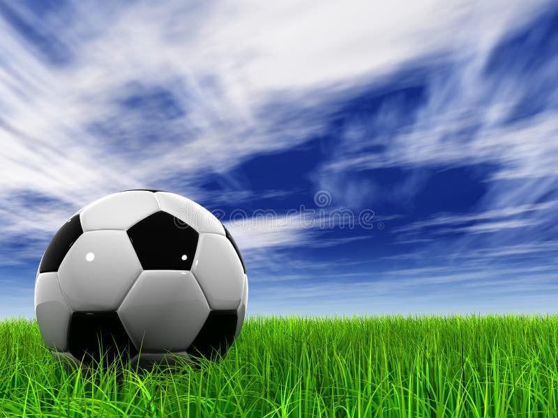 Football and Soccer Field Grass Stadium Blue Sky Background Stock Image ...