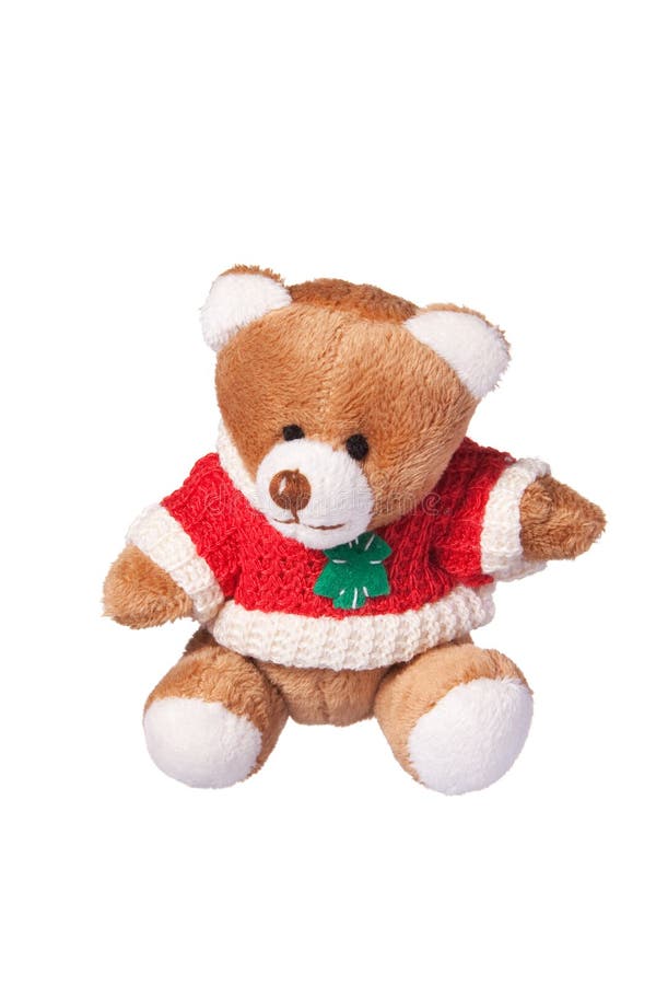 Christmas fur toy bear on white background. Christmas fur toy bear on white background