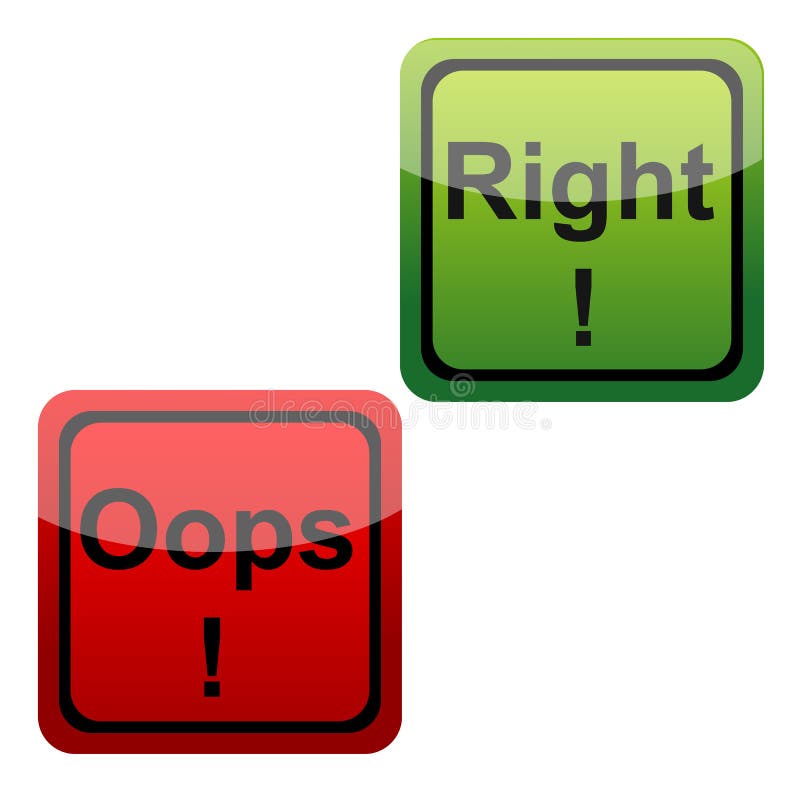 Illustration of set of oops and right icons n isolated background. Illustration of set of oops and right icons n isolated background