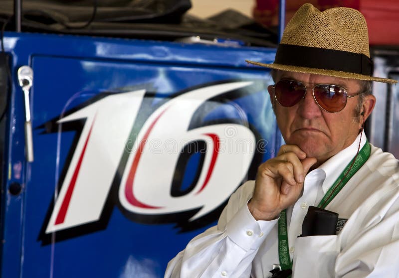 09 October, 2009: Jack Roush watches his Citi Financial team work during practice for the running of The Copart 300 at the Auto Club Speedway in Fontana, CA. 09 October, 2009: Jack Roush watches his Citi Financial team work during practice for the running of The Copart 300 at the Auto Club Speedway in Fontana, CA.