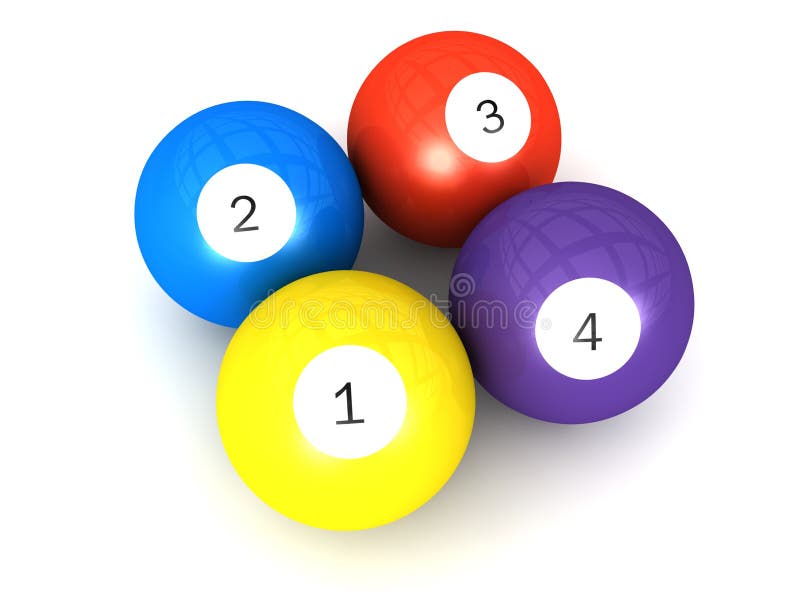 1 2 3 4 Numbers Billiard Balls With Numbers Stock ...