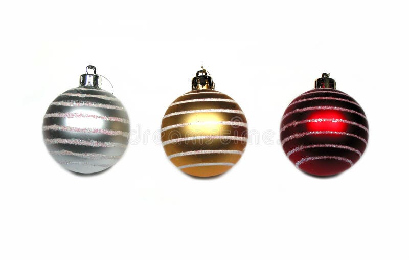 3 isolated Christmas balls on white background. 3 isolated Christmas balls on white background